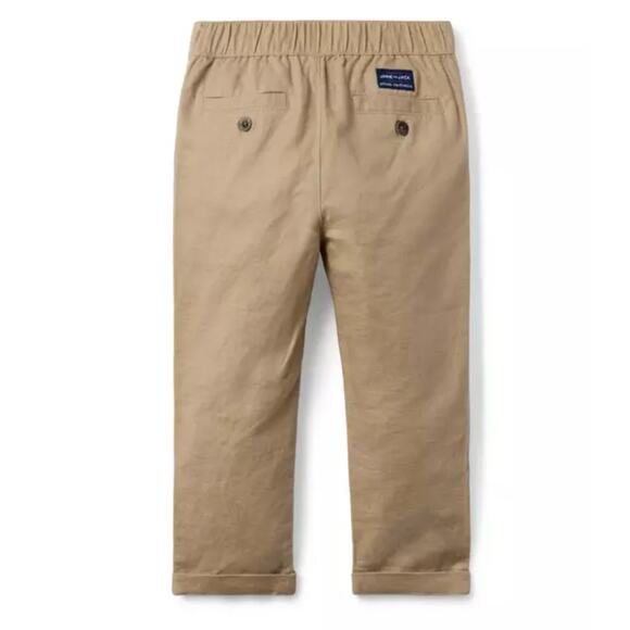 JANIE AND JACK Boys Linen Cotton Pull-on Dress Pants in Jack Khaki Size 10 NWT - Picture 1 of 6